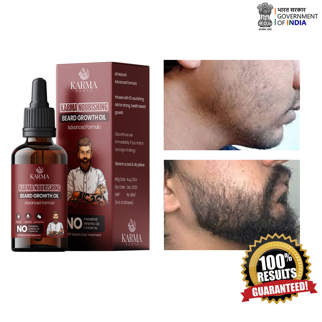 Karma Roots Beard Growth Oil - 30ml | Free Shipping