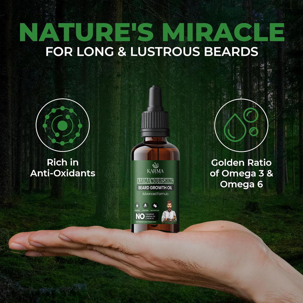 Karma Roots Beard Growth Oil - 30ml | Cash On Delivery + Free Shipping All Over India