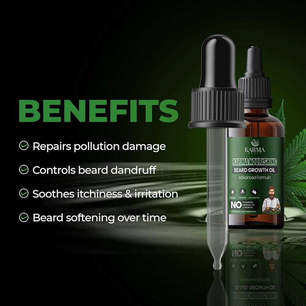 Karma Roots Beard Growth Oil - 30ml | Cash On Delivery + Free Shipping All Over India