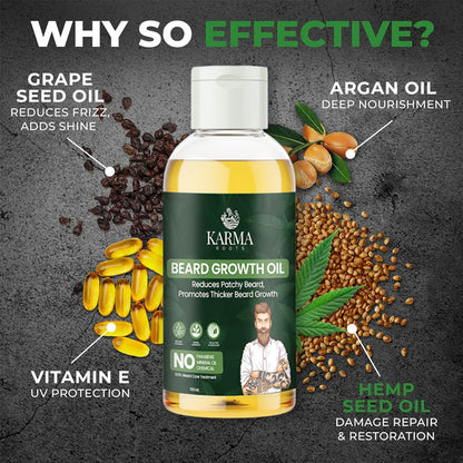 Karma Roots Beard Growth Oil - 100ml | Cash On Delivery Available
